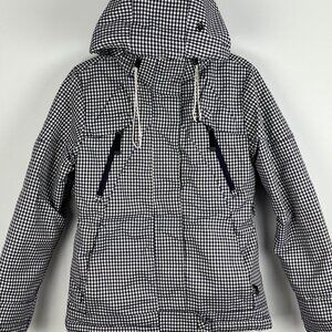 Angel's Soul Parka Jacket Size S Purple White Check Hooded Lined Insulated Pocke